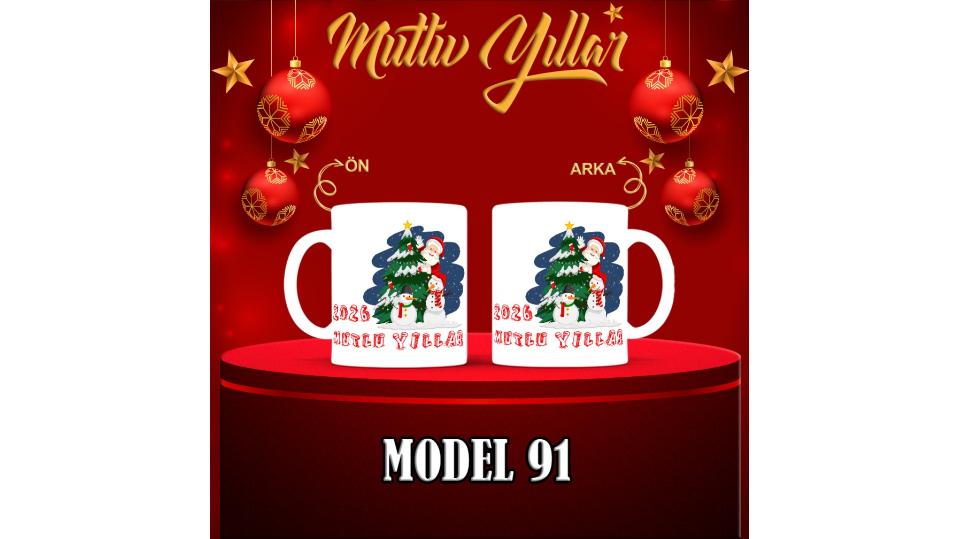 Kişiye Özel  Yılbaşı tasarımlı seramik kupa bardak