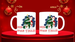 Kişiye Özel  Yılbaşı tasarımlı seramik kupa bardak