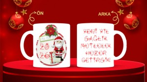 Kişiye Özel  Yılbaşı tasarımlı seramik kupa bardak