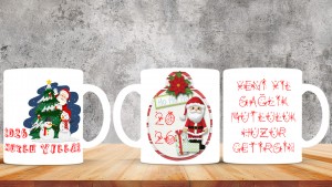 Kişiye Özel  Yılbaşı tasarımlı seramik kupa bardak