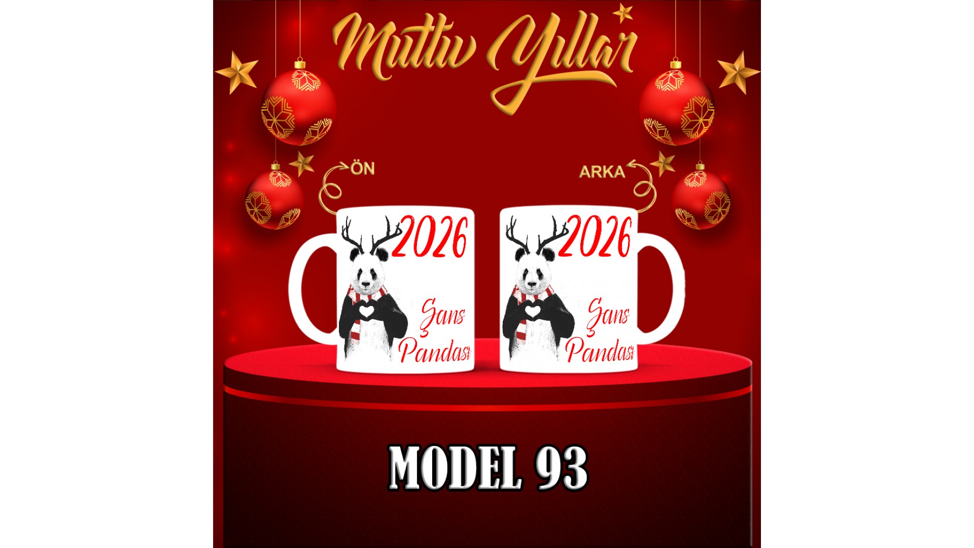 Kişiye Özel  Yılbaşı tasarımlı seramik kupa bardak