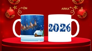 Kişiye Özel  Yılbaşı tasarımlı seramik kupa bardak