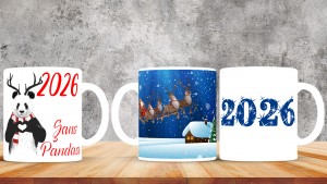 Kişiye Özel  Yılbaşı tasarımlı seramik kupa bardak