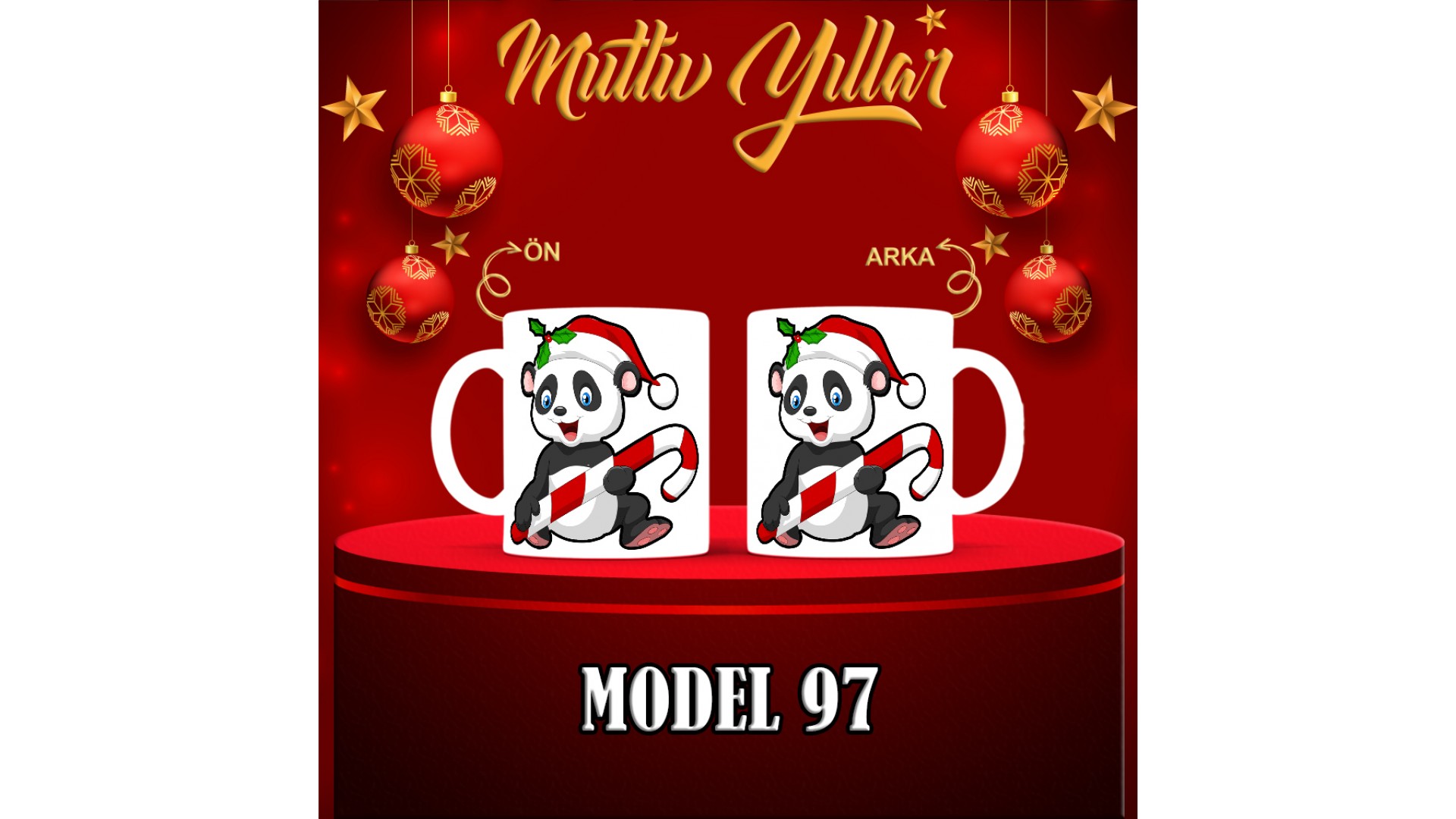 Kişiye Özel  Yılbaşı tasarımlı seramik kupa bardak