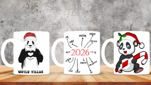 Kişiye Özel  Yılbaşı tasarımlı seramik kupa bardak