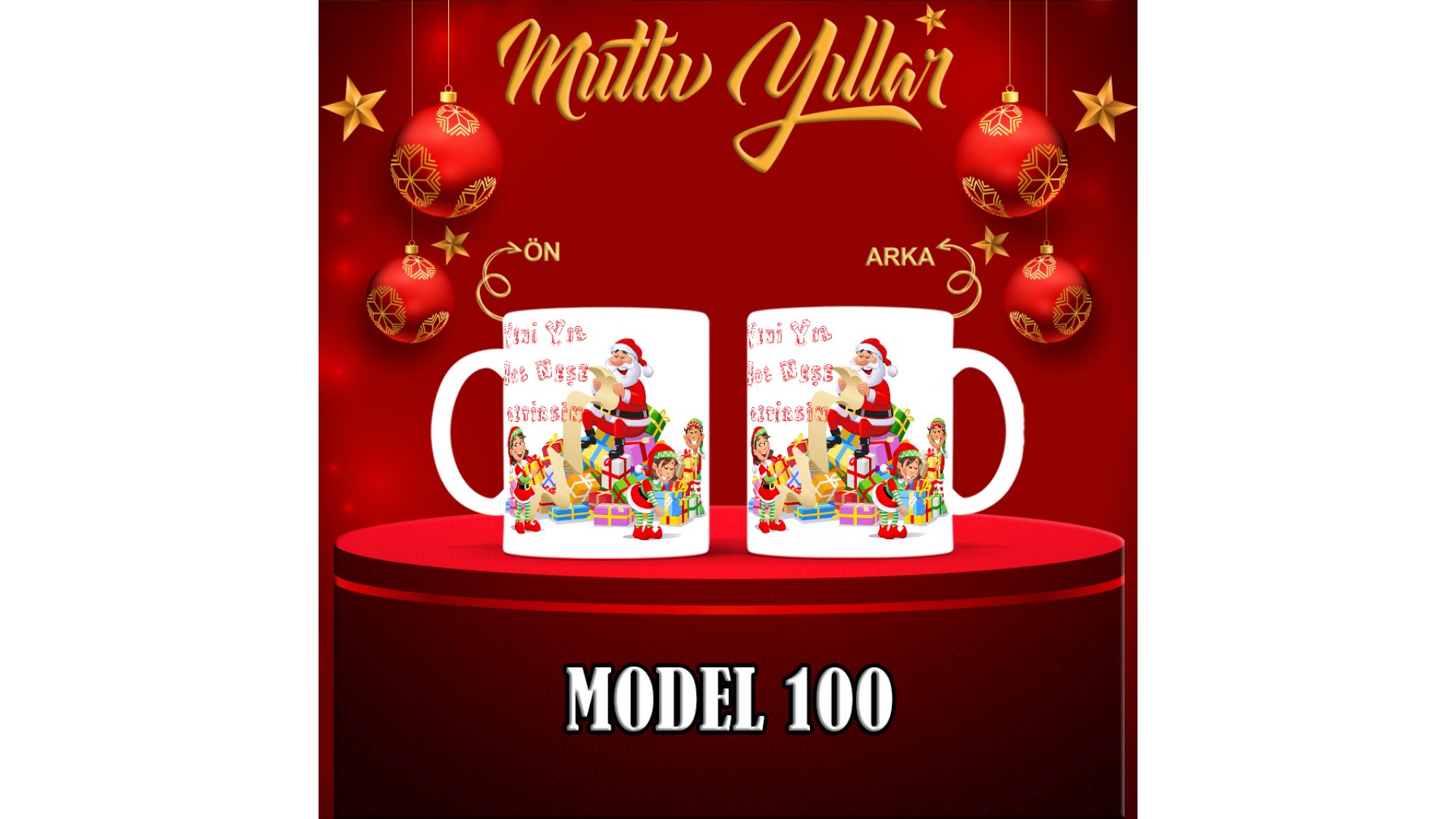 Kişiye Özel  Yılbaşı tasarımlı seramik kupa bardak