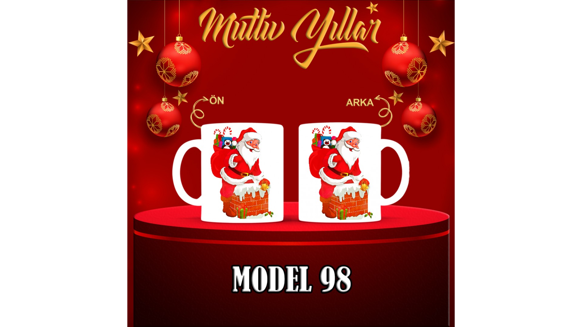 Kişiye Özel  Yılbaşı tasarımlı seramik kupa bardak