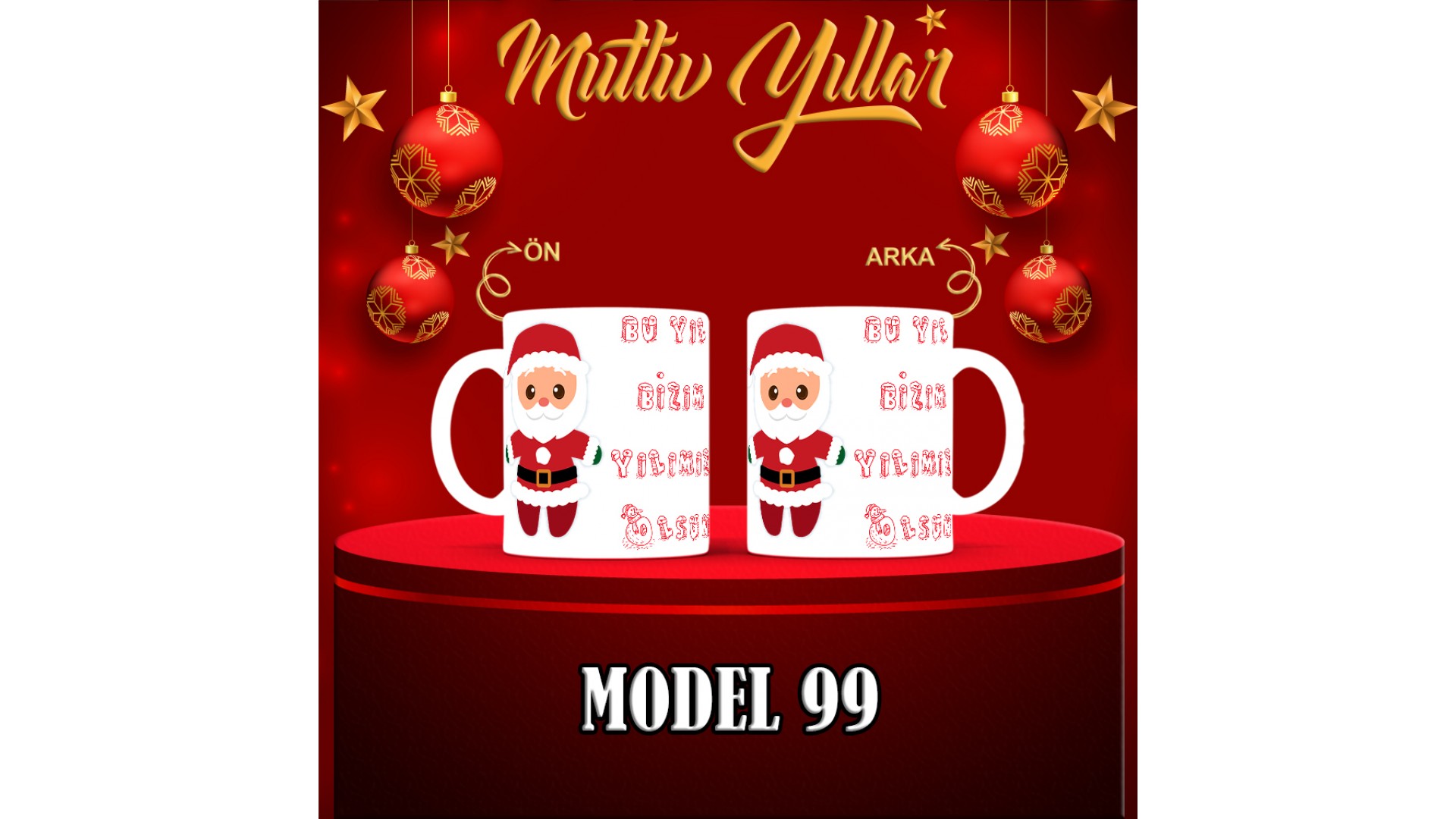 Kişiye Özel  Yılbaşı tasarımlı seramik kupa bardak