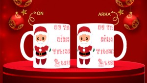 Kişiye Özel  Yılbaşı tasarımlı seramik kupa bardak