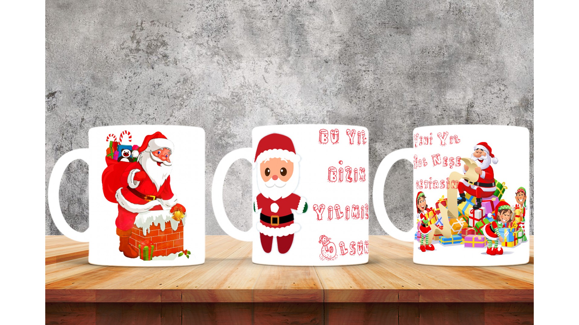 Kişiye Özel  Yılbaşı tasarımlı seramik kupa bardak